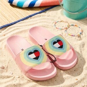 Tommy Hilfiger Pink Heart Slide Sandals